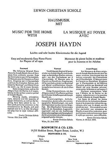 Haydn, J Music For The Home Hausmusik (Scholz)